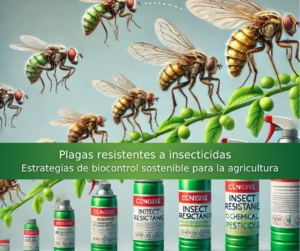 Plagas resistentes a insecticidas: Ilustración de la evolución de insectos resistentes a pesticidas a lo largo de generaciones